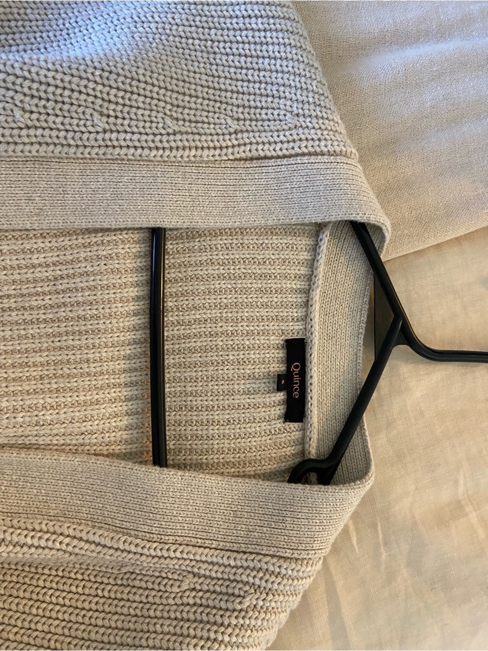 Quince Neutral Cream Ribbed Button-Front Cardigan - Picture 4 of 7